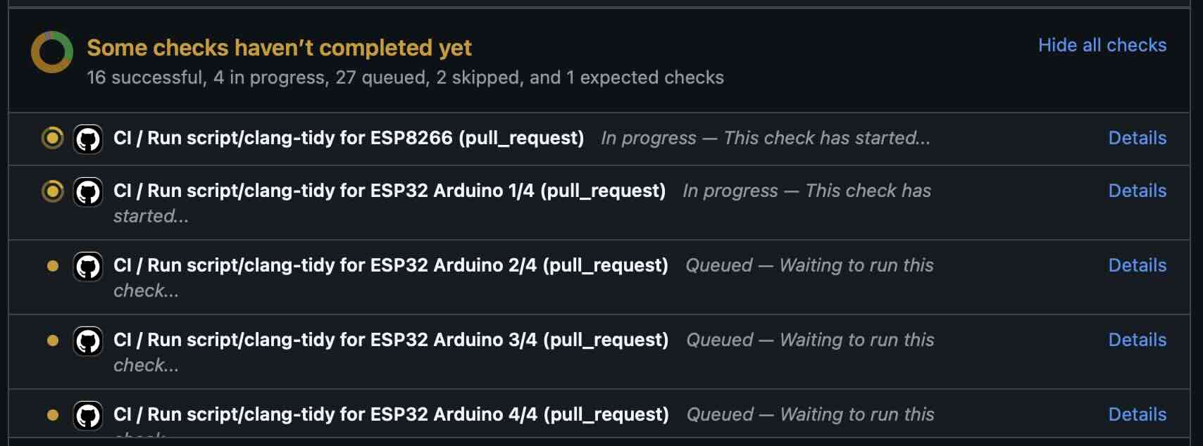 Automated checks on PR by GitHub Actions